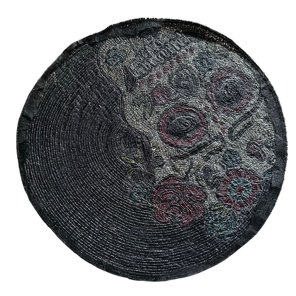 Beaded Skull Design Placemat - Black and Multicolor - Picture 6 of 6